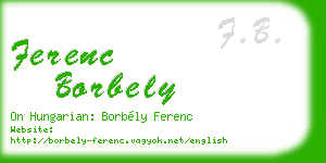 ferenc borbely business card