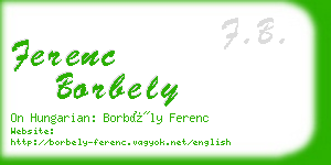 ferenc borbely business card